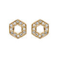 Boucles d'oreille sur Artemare : Boucles d'oreilles en plaqu&eacute; or hexagone &eacute;vid&eacute; orn&eacute; d'oxydes blancs sertis et fermoir poussette