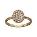 Bague en plaqu&eacute; or ovale pav&eacute; d'oxydes blancs sertis