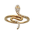 Bague en plaqu&eacute; or serpent avec t&ecirc;te et queue orn&eacute;s d'oxydes blancs