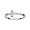 Bague en argent rhodi&eacute; avec croix en oxydes blancs micro-sertis