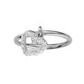 Bagues sur Artemare : Bague de phalange en argent rhodi&eacute; avec breloque coeur orn&eacute; d'oxydes blancs sertis