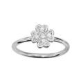 Bagues sur Artemare : Bague de phalange en argent rhodi&eacute; motif tr&egrave;fle &agrave; 4 feuilles orn&eacute; d'oxydes blancs sertis