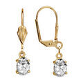 Boucles d'oreille sur Artemare : Boucles d'oreilles pendantes en plaqu&eacute; or oxyde ovale blanc et fermoir dormeuse