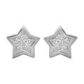 Boucles d'oreille sur Artemare : Boucles d'oreilles en argent rhodi&eacute; &eacute;toile pav&eacute;e d'oxydes blancs sertis avec bords lisses et fermoir poussette