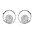 Boucles d'oreille sur Artemare : Boucles d'oreilles en argent rhodi&eacute; anneau avec rond pav&eacute; d'oxydes blancs sertis et fermoir poussette