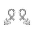 Boucles d'oreille sur Artemare : Boucles d'oreilles en argent rhodi&eacute; 1 brin lisse faisant 1 boucle avec 1 oxyde blanc serti &agrave; l'extr&eacute;mit&eacute; et fermoir poussette