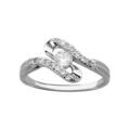 Bague en argent rhodi&eacute; serpentin orn&eacute; d'oxydes blancs et 1 oxyde blanc plus gros au centre Artemare