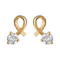 Boucles d'oreilles en plaqu&eacute; or 1 brin lisse faisant 1 boucle avec 1 oxyde blanc serti &agrave; l'extr&eacute;mit&eacute; et fermoir poussette Artemare