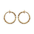 Cr&eacute;oles plaqu&eacute; or tube diamant&eacute;s 20mm pour oreilles non perc&eacute;es