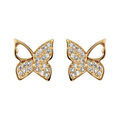 Boucles d'oreille sur Artemare : Boucles d'oreilles en plaqu&eacute; or papillon avec ailes pav&eacute;es d'oxydes blancs sertis et fermoir poussette