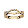 Bague en plaqu&eacute; or demi torsade avec 1 brin lisse et 1 orn&eacute; d'oxydes blancs sertis Artemare