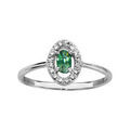 Bague en argent rhodi&eacute; collection joaillerie oxyde ovale vert avec entourage d'oxydes blancs sertis Artemare