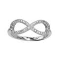 Bague en argent rhodi&eacute; forme infini grand mod&egrave;le en oxydes blancs sertis Artemare