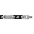 Bracelets sur Artemare : Bracelet en acier alternance de maillons gris et en PVD noir avec gravure d'un motif tribal - longueur 21cm r&eacute;glable