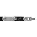Bracelets sur Artemare : Bracelet en acier alternance de maillons gris et en PVD noir avec gravure de 3 stries en biais - longueur 21cm r&eacute;glable