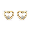 Boucles d'oreille sur Artemare : Boucles d'oreilles en plaqu&eacute; or coeur ajour&eacute; avec oxyde blanc &agrave; l'int&eacute;rieur et fermoir poussette