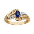 Bague en plaqu&eacute; or collection joaillerie oxyde ovale bleu au centre et brins courb&eacute;s autour Artemare