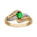 Bague en plaqu&eacute; or collection joaillerie oxyde ovale vert au centre et brins courb&eacute;s autour Artemare