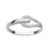 Bague en argent rhodi&eacute; tour ferm&eacute; par une boucle en oxydes blancs sertis