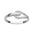 Bague en argent rhodi&eacute; tour ferm&eacute; par une boucle en oxydes blancs sertis Artemare