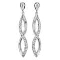 Boucles d'oreille sur Artemare : Boucles d'oreilles pendantes en argent rhodi&eacute; torsade allong&eacute;e suspendue orn&eacute;e d'oxydes blancs sertis et fermoir poussette