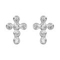 Boucles d'oreille sur Artemare : Boucles d'oreilles en argent rhodi&eacute; croix avec oxydes blancs sertis clos et fermoir poussette