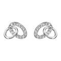 Boucles d'oreille sur Artemare : Boucles d'oreilles en argent rhodi&eacute; 2 ovales entrem&ecirc;l&eacute;s, 1 orn&eacute; d'oxydes blancs sertis et l'autre plus petit et lisse et fermoir poussette