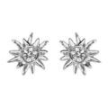 Boucles d'oreille sur Artemare : Boucles d'oreilles en argent rhodi&eacute; fleur d'edelweiss orn&eacute;e d'oxydes blancs sertis et fermoir poussette