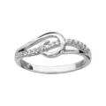 Bagues sur Artemare : Bague en argent rhodi&eacute; 1 brin en spirale et 1 brin traversant en oxydes blancs sertis
