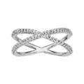 Bagues sur Artemare : Bague en argent rhodi&eacute; forme X en oxydes blancs sertis