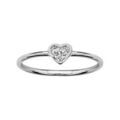 Bague en argent rhodi&eacute; petit coeur avec oxydes blancs sertis Artemare
