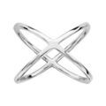 Bague en argent rhodi&eacute; forme X lisse