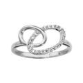 Bagues sur Artemare : Bague en argent rhodi&eacute; 2 ovales entrem&ecirc;l&eacute;s dont 1 orn&eacute; d'oxydes blancs