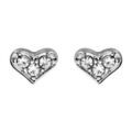 Boucles d'oreille sur Artemare : Boucles d'oreilles en acier coeur orn&eacute; de 3 oxydes blancs sertis et fermoir poussette