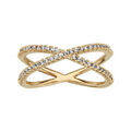 Bagues sur Artemare : Bague en plaqu&eacute; or forme X en oxydes blancs sertis