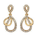 Boucles d'oreille sur Artemare : Boucles d'oreilles pendantes en plaqu&eacute; or gouttes lisses et orn&eacute;es d'oxydes blancs suspendues et fermoir poussette