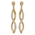 Boucles d'oreille sur Artemare : Boucles d'oreilles pendantes en plaqu&eacute; or infini allong&eacute; suspendu avec 1 moiti&eacute; orn&eacute;e d'oxydes blancs sertis et fermoir poussette
