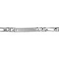 Gourmettes sur Artemare : Gourmette en argent maille figaro 1+3 avec diamantage &eacute;toil&eacute; dans 2 angles - largeur 6mm et longueur 18cm