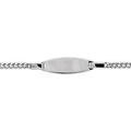 Gourmettes sur Artemare : Gourmette pour b&eacute;b&eacute; en argent rhodi&eacute; maille serr&eacute;e avec plaque ovale - largeur 2mm et longueur 13cm + 2cm de rallonge