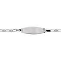 Gourmettes sur Artemare : Gourmette pour b&eacute;b&eacute; en argent rhodi&eacute; maille figaro 1+1 avec plaque ovale - largeur 2mm et longueur 13cm + 2cm de rallonge