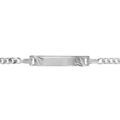 Gourmettes sur Artemare : Gourmette pour b&eacute;b&eacute; en argent rhodi&eacute; maille serr&eacute;e avec diamantage &eacute;toil&eacute; dans les coins - largeur 3mm et longueur 14cm + 2cm de rallonge