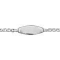 Gourmettes sur Artemare : Gourmette pour b&eacute;b&eacute; en argent rhodi&eacute; maille marine avec plaque ovale - longueur 12,5cm + 1,5cm de rallonge