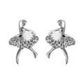 Boucles d'oreille sur Artemare : Boucles d'oreilles en argent rhodi&eacute; danseuse avec tutu orn&eacute; d'oxydes blancs sertis et fermoir poussette