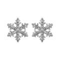 Boucles d'oreille sur Artemare : Boucles d'oreilles en argent rhodi&eacute; flocon de neige orn&eacute; d'oxydes blancs sertis et fermoir poussette