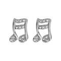 Boucles d'oreille sur Artemare : Boucles d'oreilles en argent rhodi&eacute; note de musique ajour&eacute;e orn&eacute;e d'oxydes blancs sertis et fermoir poussette