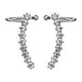 Boucles d'oreilles "ear cuff" en argent rhodi&eacute; tige arrondie orn&eacute;e d'oxydes blancs sertis