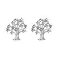 Boucles d'oreille sur Artemare : Boucles d'oreilles en argent rhodi&eacute; arbre de vie avec oxydes blancs sertis au bout des branches et fermoir poussette
