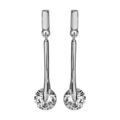 Boucles d'oreille sur Artemare : Boucles d'oreilles pendantes en argent rhodi&eacute; baguette suspendue avec oxyde rond blanc et fermoir poussette