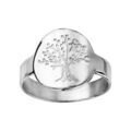 Bague en argent rhodi&eacute; plateau rond de 15mm avec gravure arbre de vie