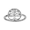 Bagues sur Artemare : Bague en argent rhodi&eacute; rond avec motif arbre de vie d&eacute;coup&eacute; et orn&eacute; d'oxydes blancs